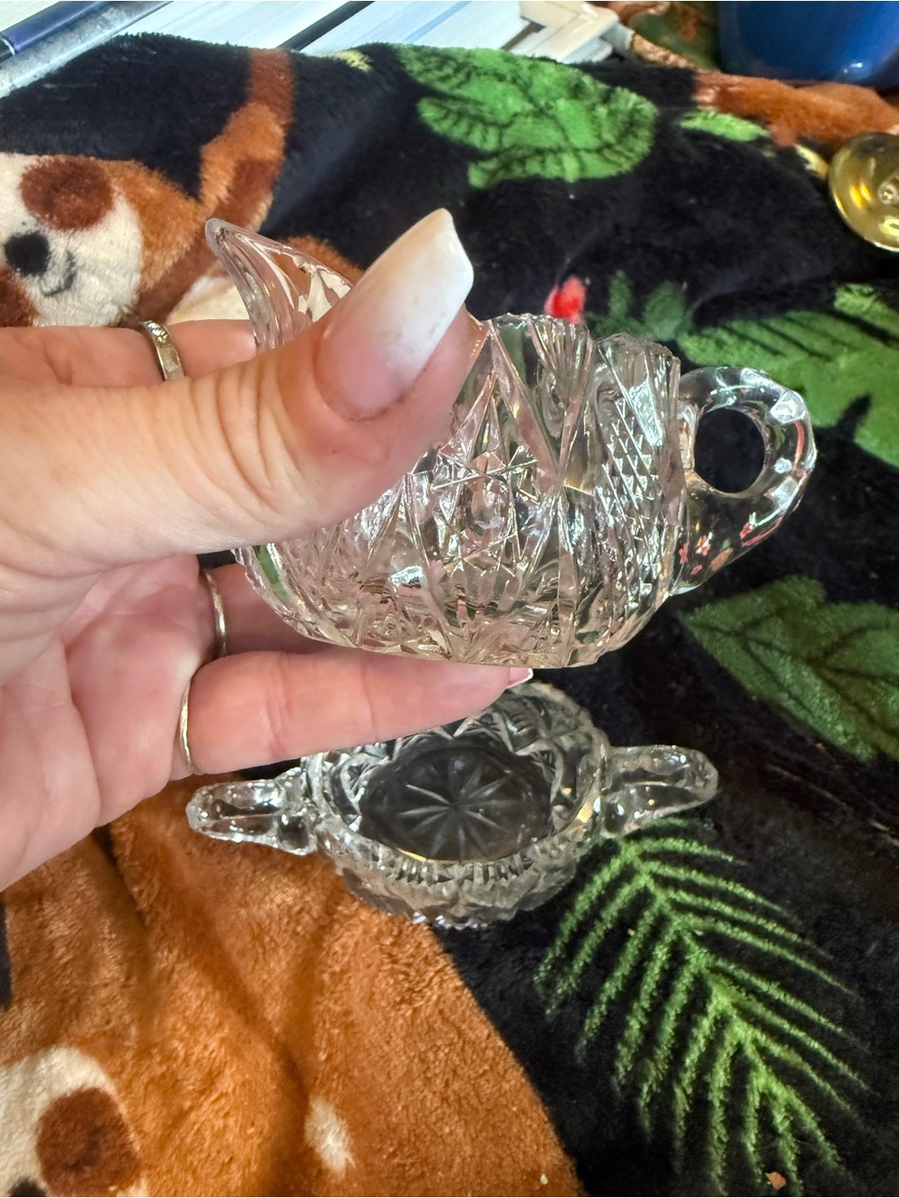 Clear Crystal Glass Creamer and sugar fish - Elegant Clear Glass Design